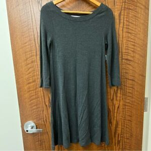 Ann Taylor LOFT 3/4 Sleeve charcoal grey‎ knit boat neck Casual mini Dress